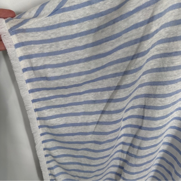 J. Jill 100% Linen Striped Poncho XS/S White Blue - Picture 2 of 4